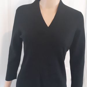 Cullen Sweater Vneck Silk Nylon Black Womens Size Medium